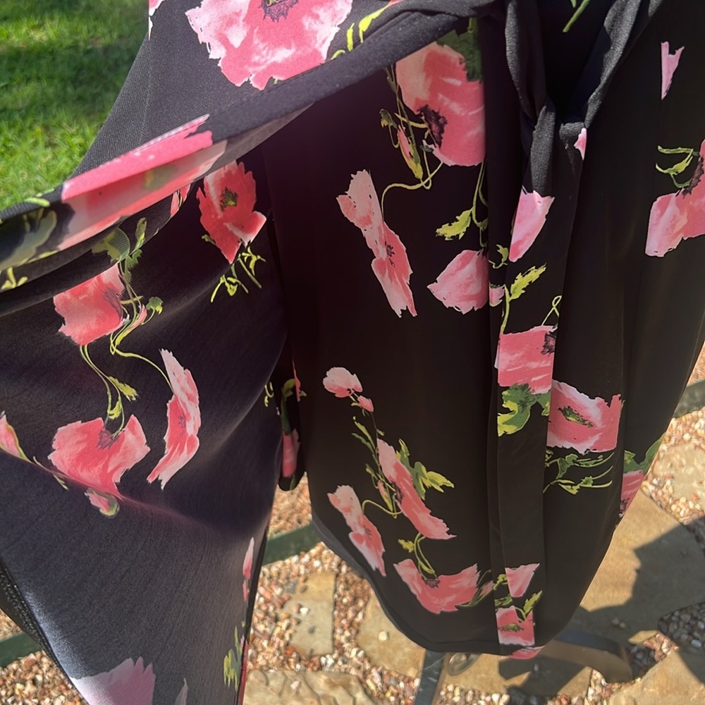 ANNE KLEIN … BLACK FLORAL PRINT DRESS ……452 - Picture 6 of 12